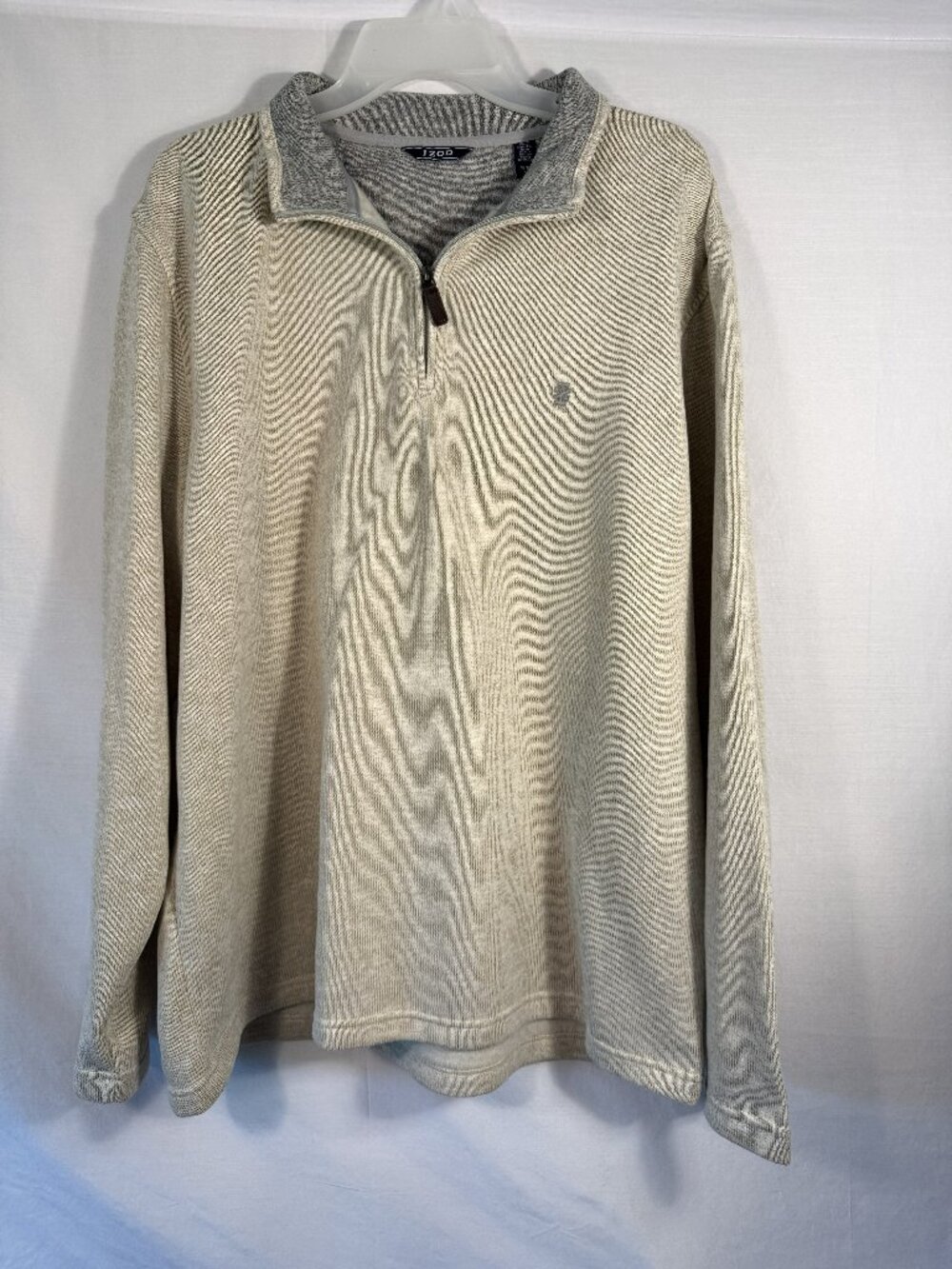 Izod Men XL Heather Beige Quarter Zip‎ Sweater